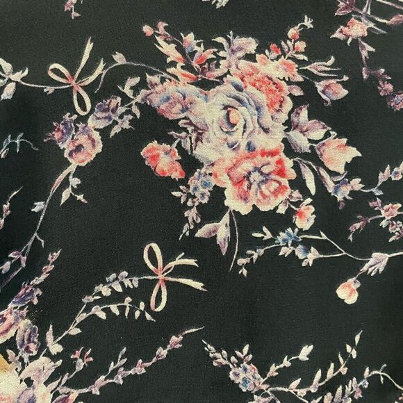 Loveshackfancy Peyton Dress Navy Cosmos One Shoulder Size S 100% Silk Floral - Picture 7 of 10